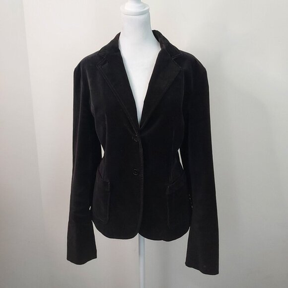 Gap Black Velvet Two Button Blazer Size 14 - Picture 1 of 11
